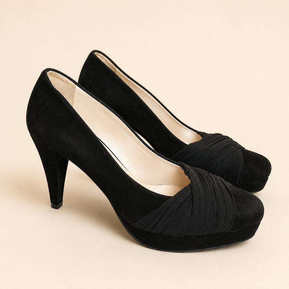G Gibellieri Womens Black Suede Leather Platform Pump Heel Size 39 US 8.5
